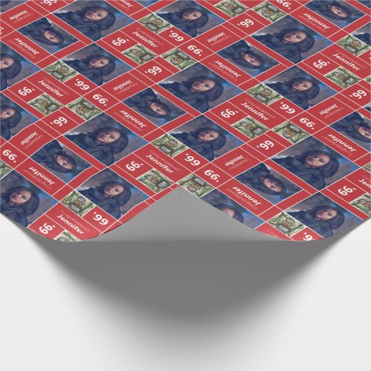 Square Foto Abschluss Class Year Red Geschenkpapier (Ecke)