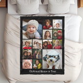 Square Foto Collage - Bis zu 14 Fotos Schwarz Fleecedecke