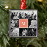 Square Foto Collage Coral Mit Monogramm Custom Ornament Aus Metall<br><div class="desc">Square Foto Collage Mit Monogramm Custom Metal Ornament. Personalisieren Sie dieses individuelle Design mit bis zu 8 Fotos und Ihrem eigenen Monogramm-Initial- oder benutzerdefinierten Text.</div>
