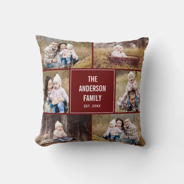Square Foto Collage Custom Throw Kissen (Vorderseite)