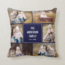 Square Foto Collage Custom Throw Pillow