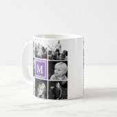 Square Foto Collage Lila Mit Monogramm benutzerdef Kaffeetasse (Vorderseite Links)