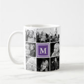 Square Foto Collage Lila Mit Monogramm benutzerdef Kaffeetasse (Links)