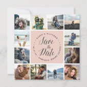 Square Foto Collage Save the Date Card | Blüte (Vorderseite)