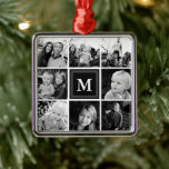Square Foto Collage Schwarz Mit Monogramm Custom Ornament Aus Metall<br><div class="desc">Square Foto Collage Mit Monogramm Custom Metal Ornament. Personalisieren Sie dieses individuelle Design mit bis zu 8 Fotos und Ihrem eigenen Monogramm-Initial- oder benutzerdefinierten Text.</div>