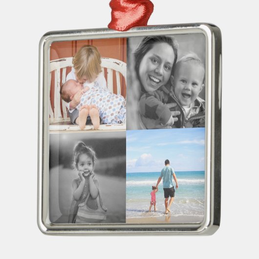 Square Foto Collage Weihnachten Ornament Aus Metall (Links)