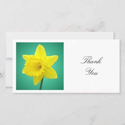 Square Foto - Daffodil auf Green Dankeskarte (Vorderseite)