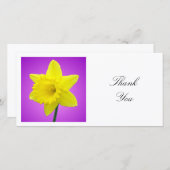 Square Foto - Daffodil auf Magenta und Lila Dankeskarte (Vorne/Hinten)