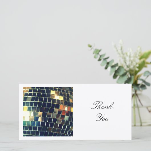 Square Foto - Disco Ball Dankeskarte (Stehend Vorderseite)