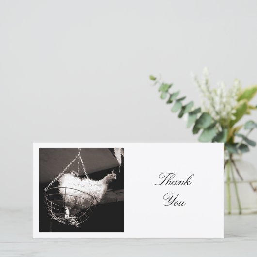 Square Foto - Hühnchen im Korb Dankeskarte (Stehend Vorderseite)