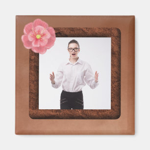 Square Foto mit tropischer Blume in warmen Farben Magnet