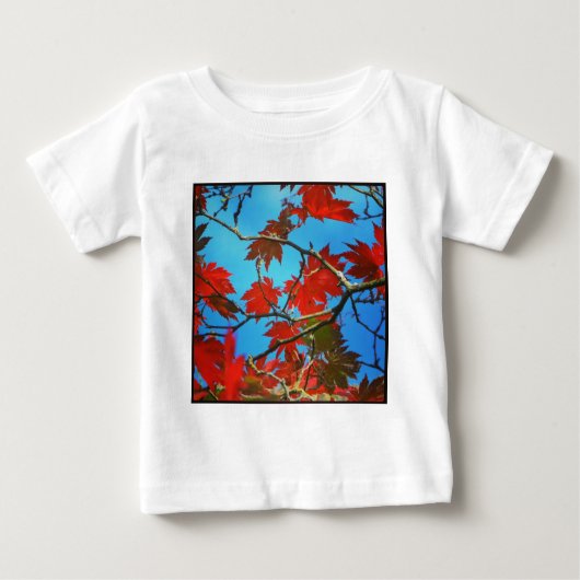 Square Foto - Rote Herbstblätter Baby T-shirt (Vorderseite)