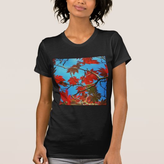 Square Foto - Rote Herbstblätter T-Shirt (Vorderseite)