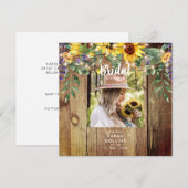 Square Foto Rustic Sunflower Brautparty Einladung (Vorne/Hinten)