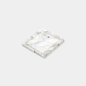 Square Foto Stone Marble Gold Border Post-it Klebezettel (angewinkelt)