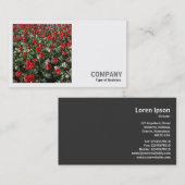 Square Foto (v2) - Rote Tulips und Primrosen Visitenkarte (Vorne/Hinten)