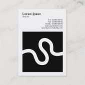 Square Foto (v3) - Curvy Line 02 - White on Black Visitenkarte (Rückseite)