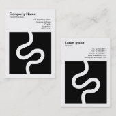 Square Foto (v3) - Curvy Line 02 - White on Black Visitenkarte (Vorne/Hinten)
