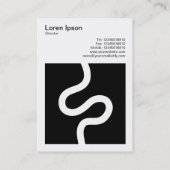 Square Foto (v3) - Curvy Line 02 - White on Black Visitenkarte (Rückseite)