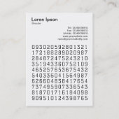 Square Foto (v3) - Random Numbers Visitenkarte (Rückseite)