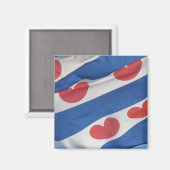 Square Frisian Flag (Fryslan) Kühlschrankmagnet (Vorderseite/Rückseite)