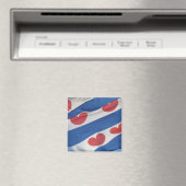 Square Frisian Flag (Fryslan) Kühlschrankmagnet (In Situ (Geschirrspüler))