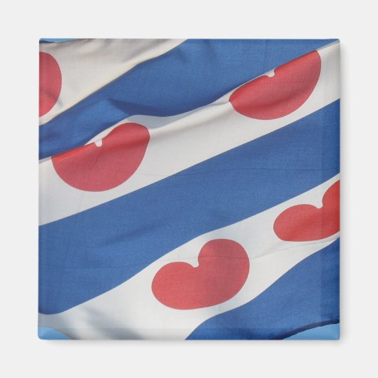 Square Frisian Flag (Fryslan) Kühlschrankmagnet (Vorne)
