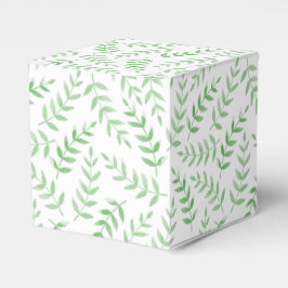 Square gift box - Leaves - green Geschenkschachtel