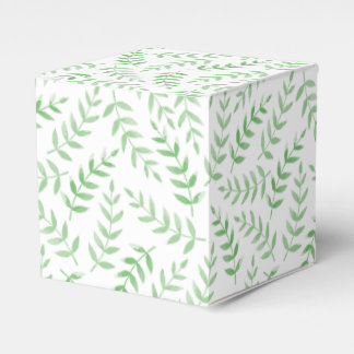 Square gift box - Leaves - green Geschenkschachtel