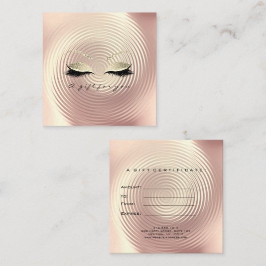 Square Gift Certificate Small Glitzer Lash Makeup Rabattkarte (Vorne/Hinten)
