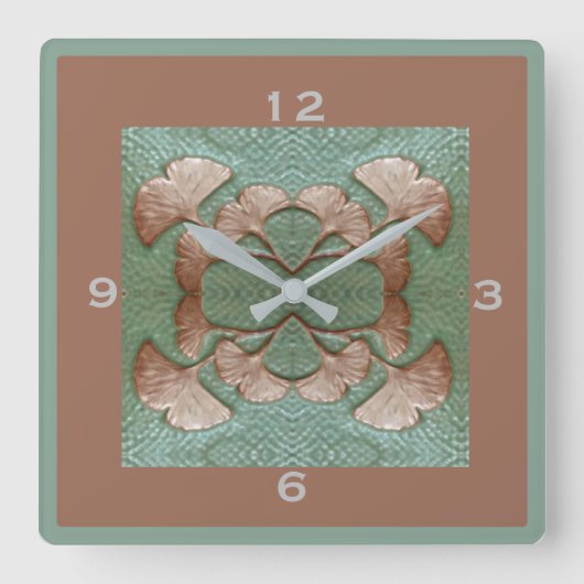 Square Gingko Wall Uhr (Vorderseite)