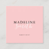 Square Girly Pink Script QR code Quadratische Visitenkarte (Vorderseite)