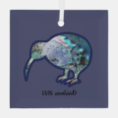 Square Glass Pāua Kiwi Bird Xmas Dekoration (Rückseite)