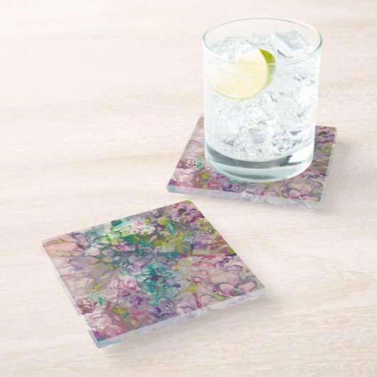 Square Glass Tile Untersetzer (Schrägansicht)