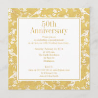 Square Golden 5 oth Wedding Anniversary Einladung