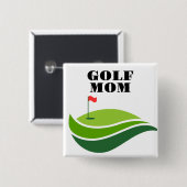 Square "Golf Mama" Schaltfläche Button (Vorne & Hinten)