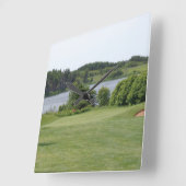 Square golf scene clock quadratische wanduhr (Winkel)