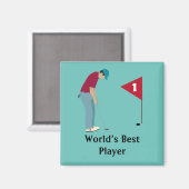 Square Golfer Putting Magnet (Vorderseite/Rückseite)