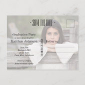 Square GRAD Overlay Foto Abschluss Save the Date Postkarte (Rückseite)