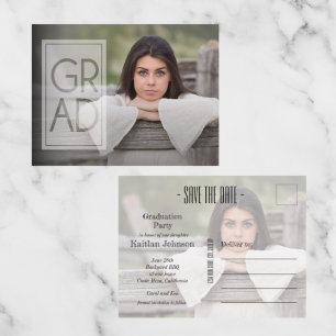 Square GRAD Overlay Foto Abschluss Save the Date Postkarte