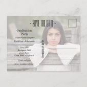 Square GRAD Overlay Foto Abschluss Save the Date Postkarte (Rückseite)