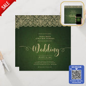 SQUARE Green Gold Lace Wedding Print oder Download Einladung