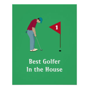 Square Green Golfer Putting Poster
