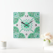 Square Green Tile Pattern Wall Uhr (Zuhause)