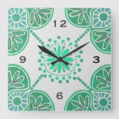 Square Green Tile Pattern Wall Uhr (Vorderseite)