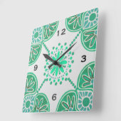 Square Green Tile Pattern Wall Uhr (Winkel)