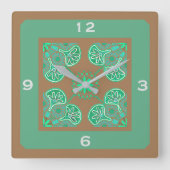 Square Green Tile Pattern Wall Uhr (Vorderseite)