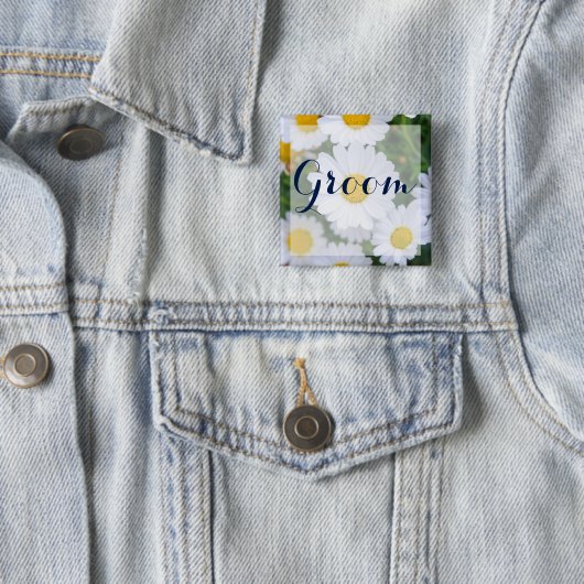 Square Groom floral Wedding Buttons mit Daisy (Beispiel)