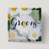 Square Groom floral Wedding Buttons mit Daisy (Vorderseite)
