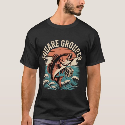 Square Grouper Fishing Design T-Shirt (Vorderseite)